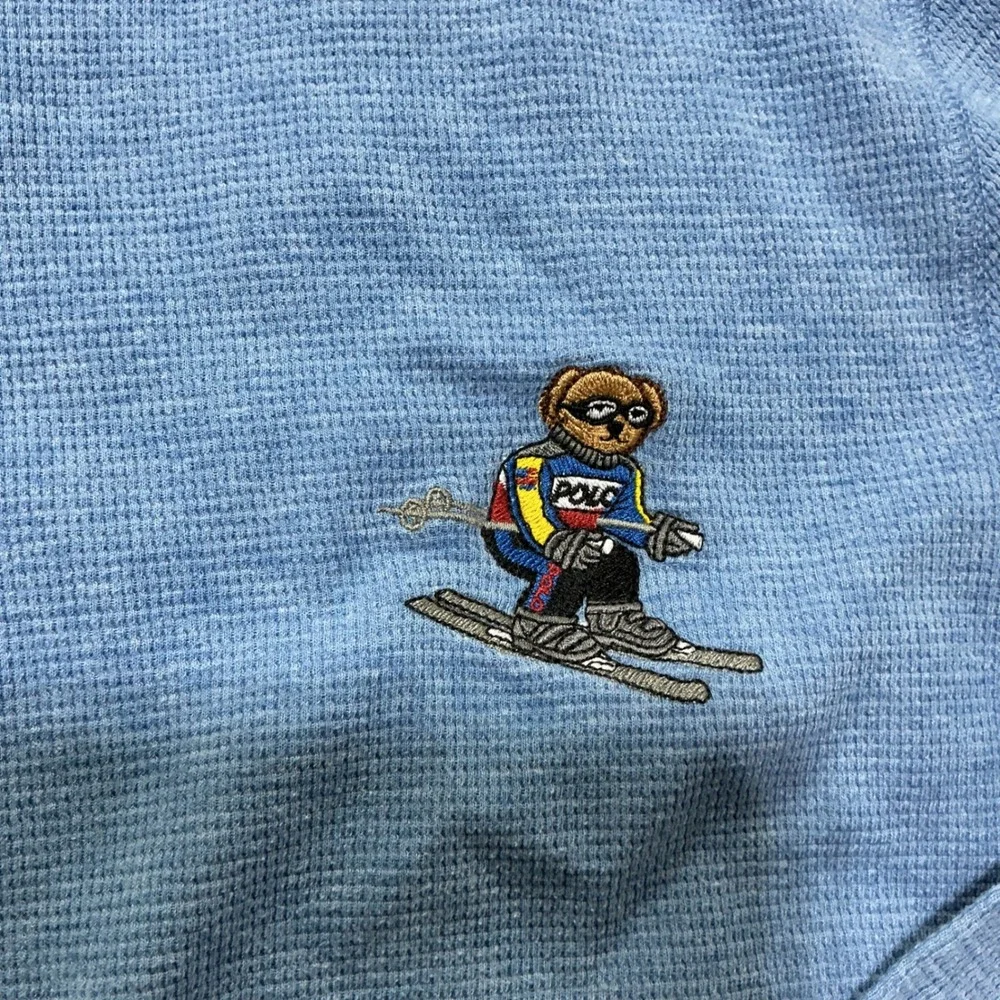 Polo Ralph Lauren Sleepwear Blue Skiing Polo Bear Waffle Knit Thermal Top Size M